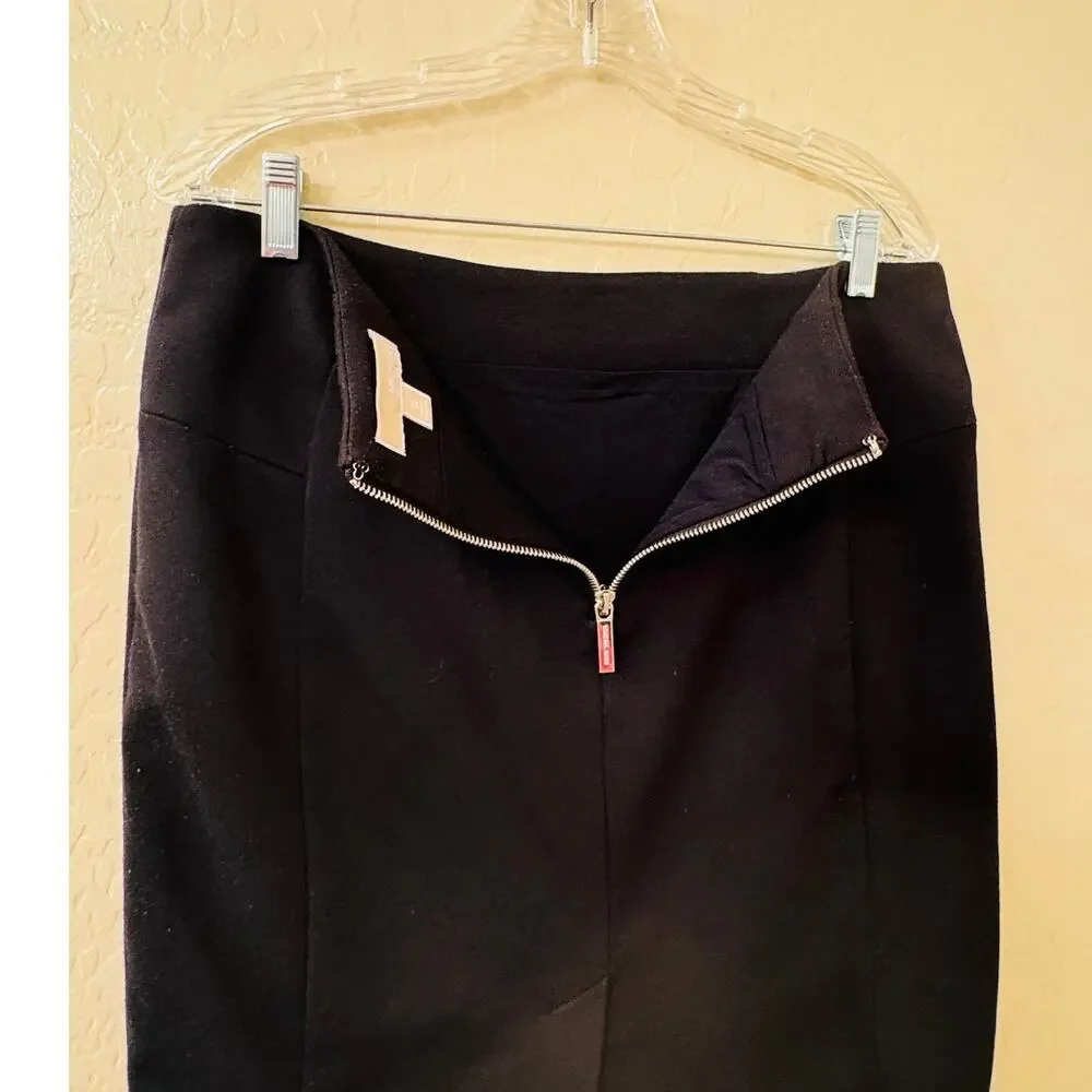 Michael Kors Black Straight Pencil Skirt Zipper Accents Size 12